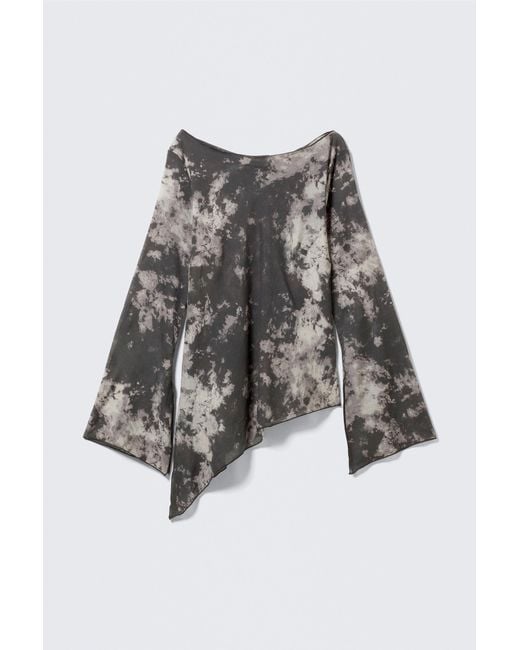Weekday Black Sheer Asymmetric Long-Sleeved Blouse