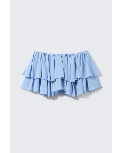Monki Blue Frilled Mini Skirt