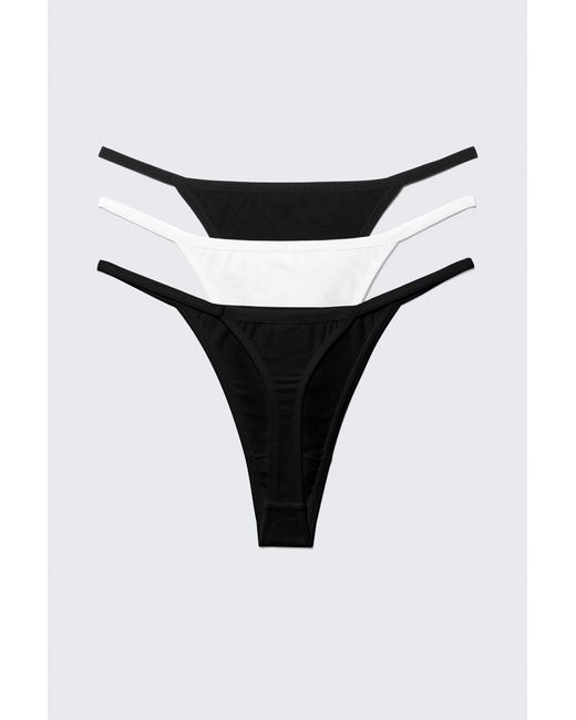 Weekday White 3-Pack Soft Cotton Thongs