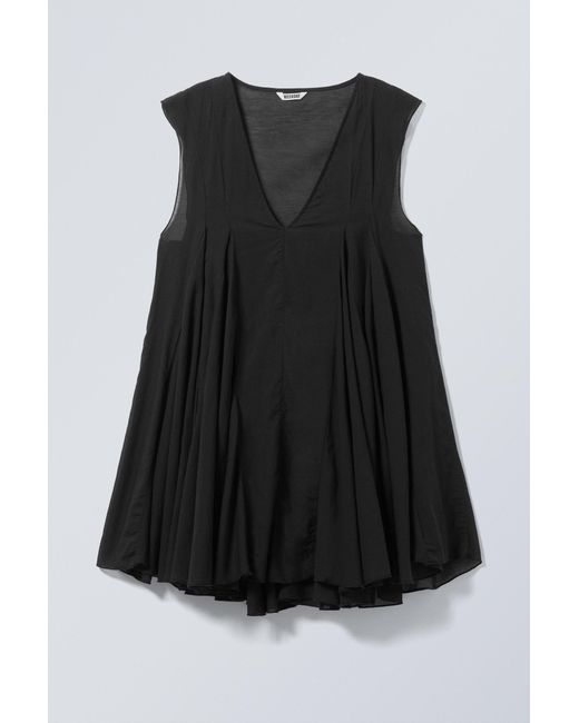 Weekday Black Flowy V-Neck Mini Dress