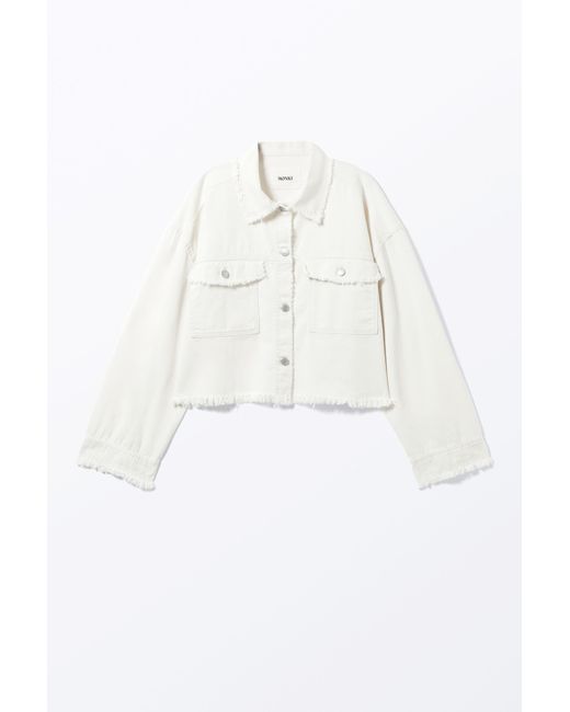 Weekday White Cropped Boxy Twill Jacket