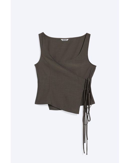 Weekday Multicolor Asymmetric Wrap Strap Top