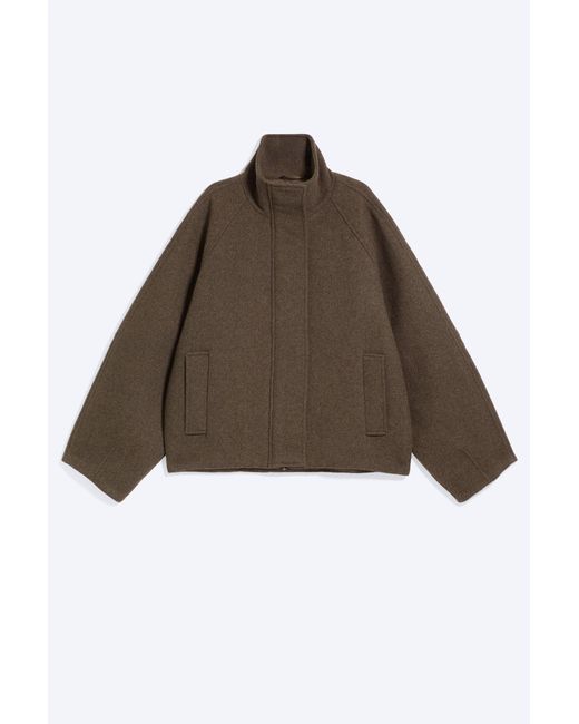 Weekday Brown Wool-Blend Funnel Jacket