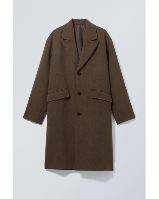 Weekday Black Single Breasted Wool-Blend Coat for men