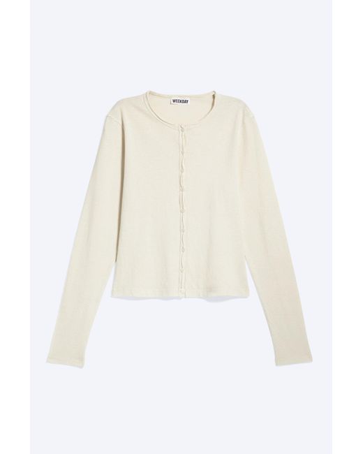 Weekday White Slim Jersey Cardigan
