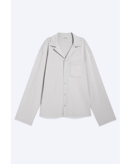 Weekday White Cotton Lounge Shirt for men