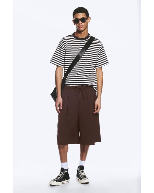 Weekday Brown Mid Rise Loose Suiting Shorts for men