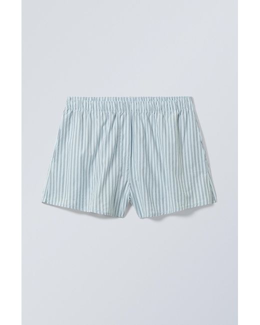 Weekday Blue Relaxed Boxer Cotton Shorts