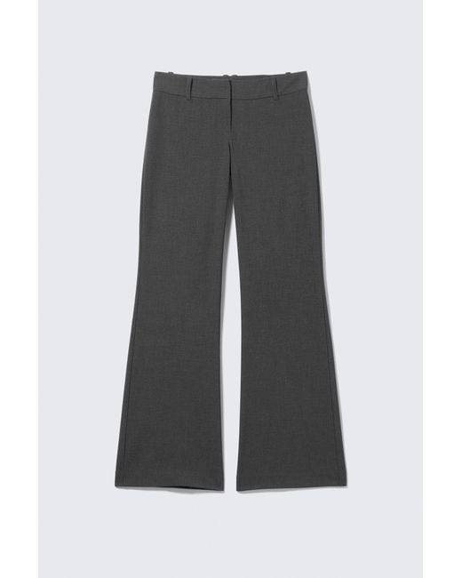 Weekday Gray Low-Rise Flared Suiting Trousers