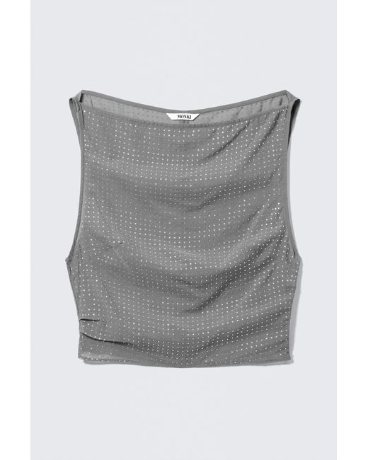 Monki Gray Sleeveless Sequin Top