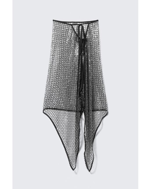 Weekday Gray Midi-Rock Aus Mesh Mit Pailletten Und Bindeband