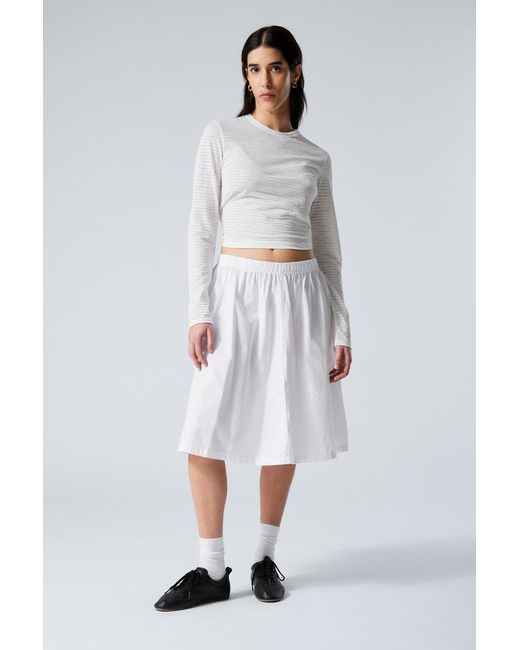 Weekday White Midirock Aus Baumwollpopeline