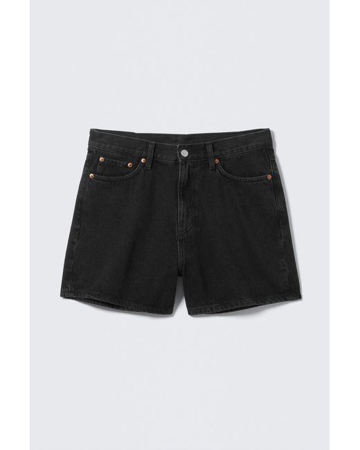 Weekday Black Eris Short Loose Fit Denim Shorts for men