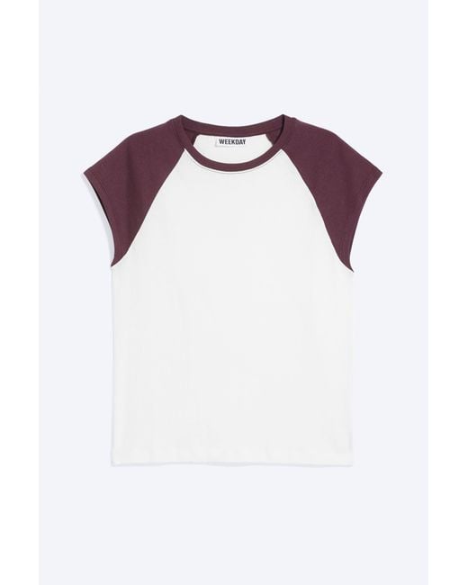Weekday White Short-Sleeved Raglan T-Shirt