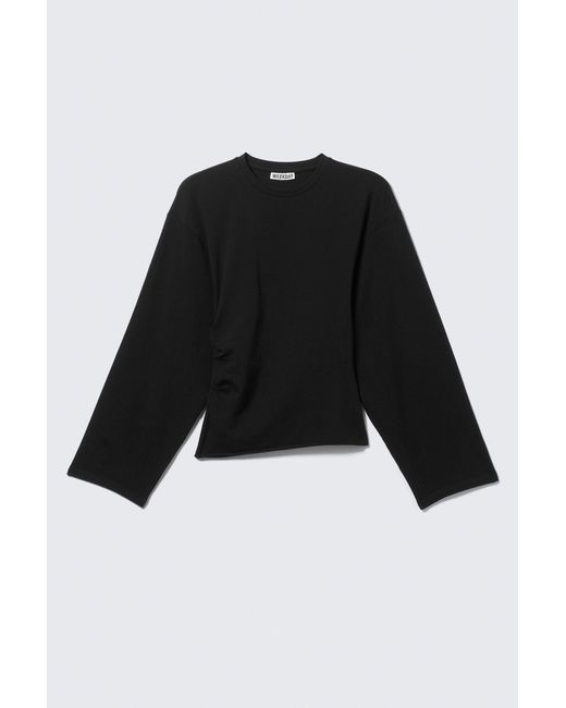 Weekday Black Ruched Long-Sleeved T-Shirt