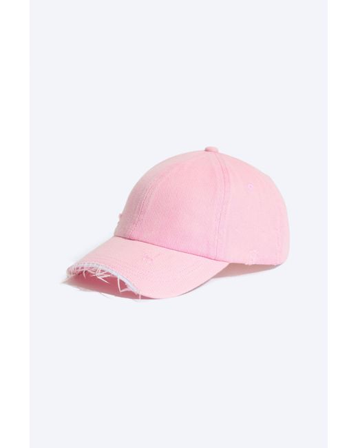 Weekday Pink Distressed Cropped Cap for men