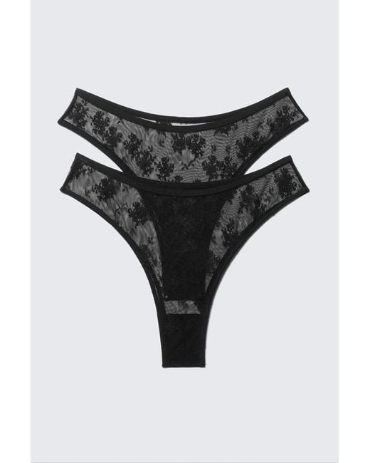 Weekday Black 2Er-Pack Brazilian-Slips Aus Spitze