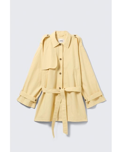 Monki Yellow Rosabel Loose Single-Breasted Trench Coat