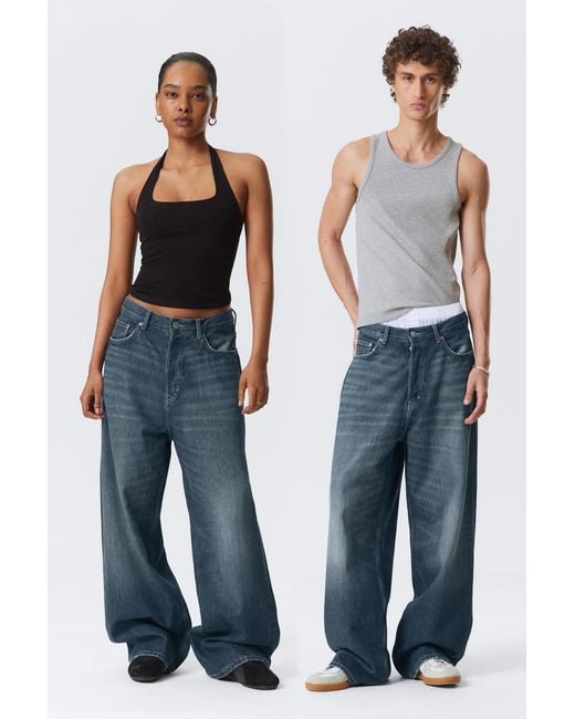 Weekday Blue Astro Loose Baggy Leg Jeans for men