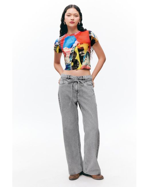 Monki Blue Relaxte Twill-Hose Mit Niedriger Taille
