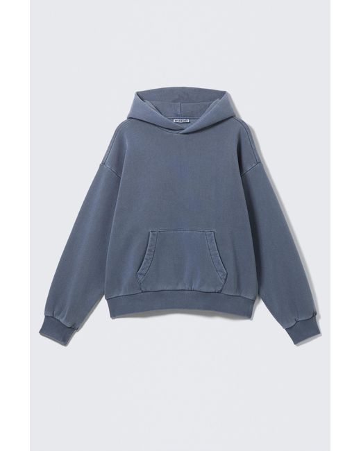 Weekday Blue Loose Heavyweight Cotton Hoodie for men