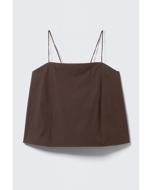 Weekday Brown Drawstring Poplin Strap Top