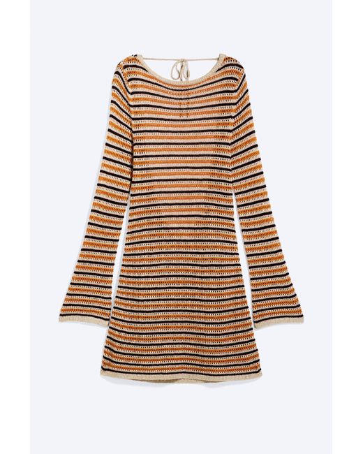 Monki Natural Knitted Open-Back Dress