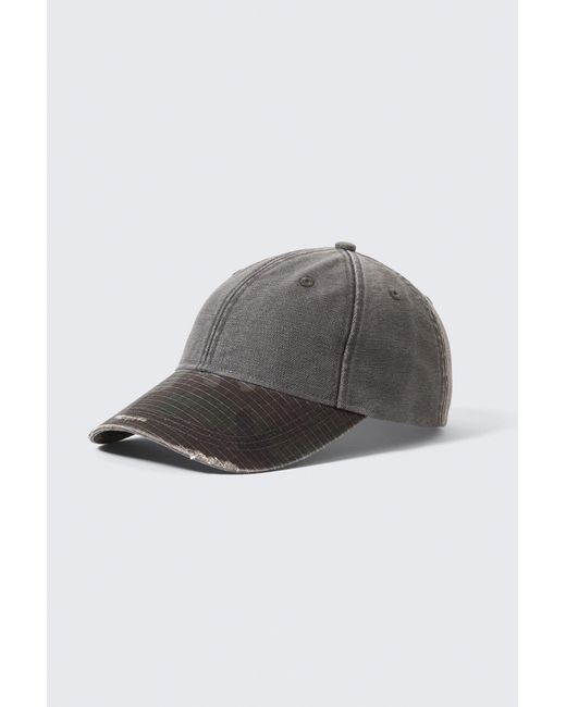 Weekday Black Distressed Cotton Canvas Baseball Cap