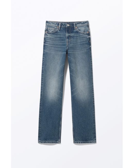 Monki Blue Aimo Mid Straight Jeans