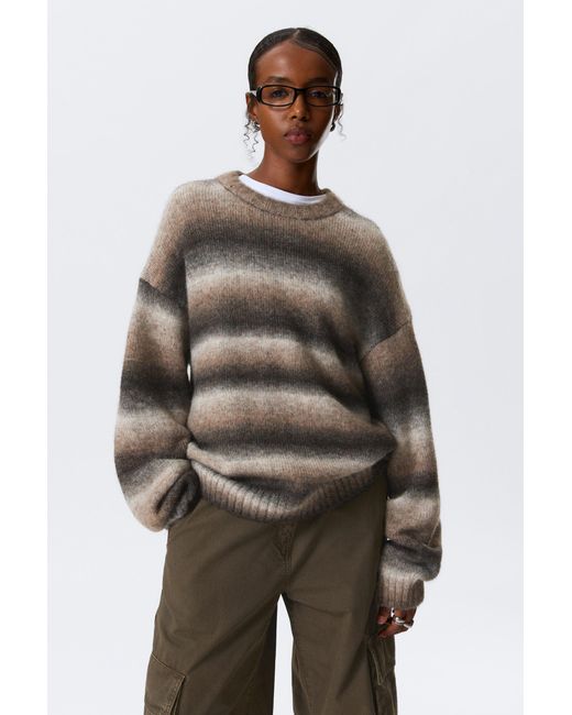 Weekday Brown Loose Fit Space-Dyed Knitted Sweater
