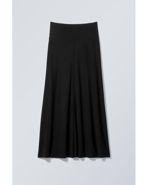 Weekday Black Maxi Jersey Skirt