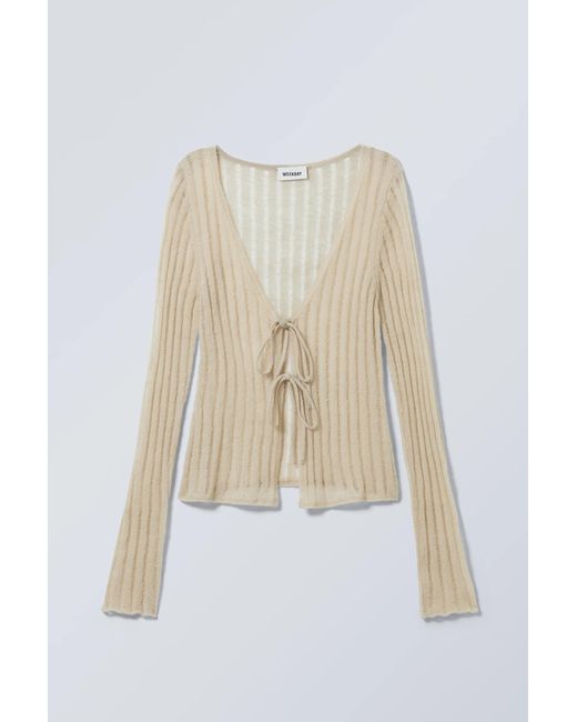 Weekday Natural Fitted Tie Cardigan