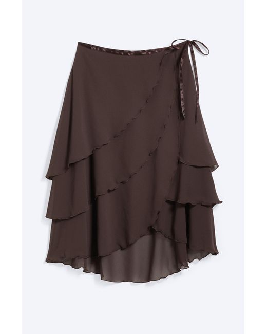 Monki Brown Knee-Length Wrap Skirt