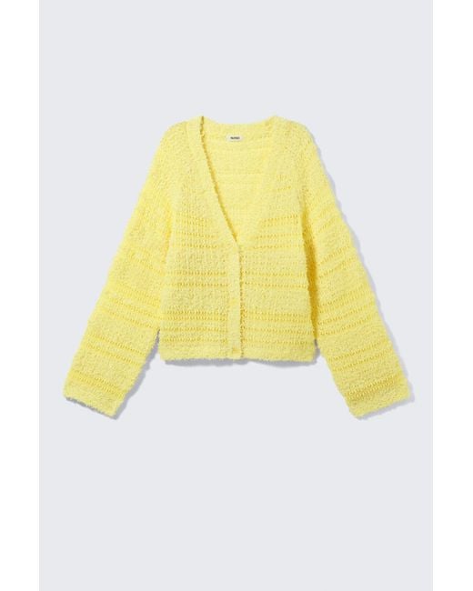 Monki Yellow Soft Knitted Single-Breasted Cardigan