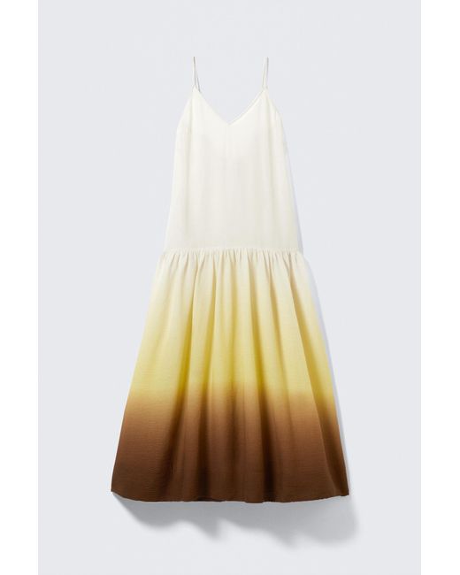 Monki Natural Tiered Printed Cotton Maxi Dress