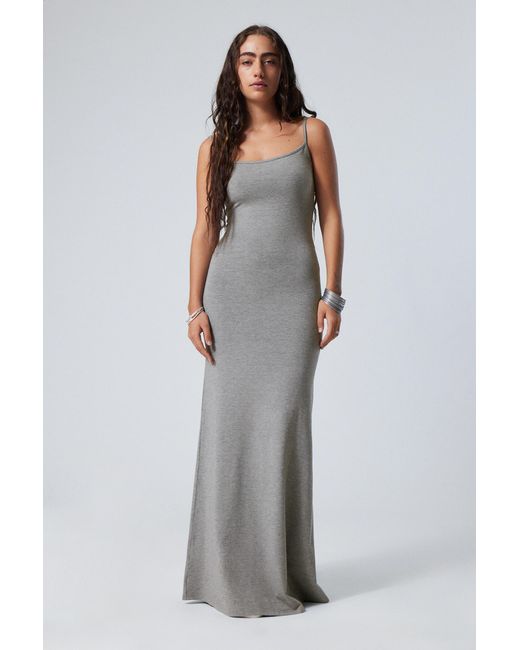 Weekday Gray Long Fitted Strap Dress