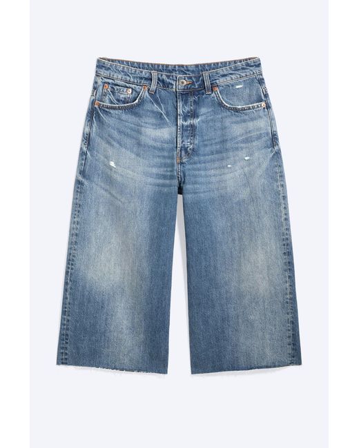 Weekday Blue Low Rise Relaxed Cropped Denim Shorts