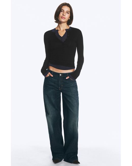 Weekday Blue Ample Low Rise Loose Wide Jeans