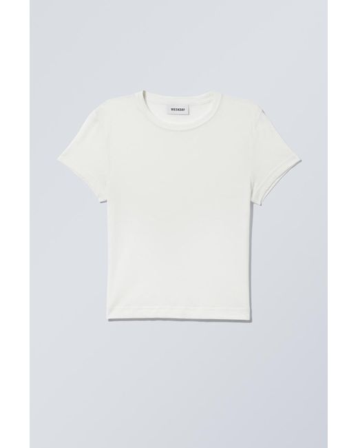 Weekday White Körpernahes T-Shirt