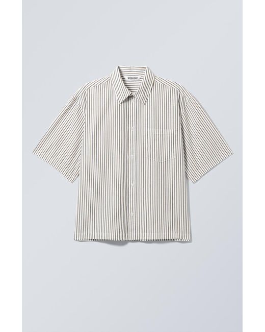 Weekday White Relaxed Fit Short-Sleeved Cotton Shirt