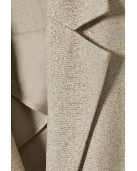 Weekday Natural Knee-Length Linen Blend Coat