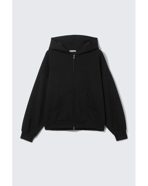 Weekday Black Oversized Heavyweight Zip Hoodie