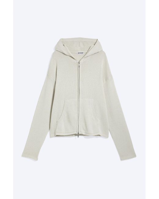 Weekday White Knitted Zip-Through Hoodie for men