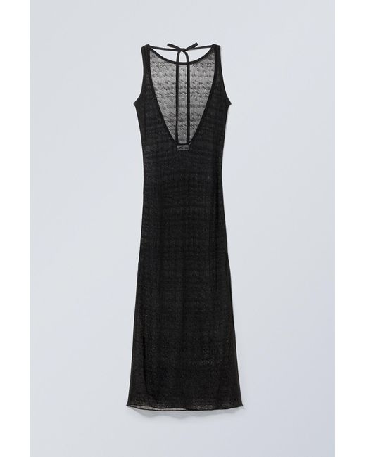 Weekday Black Open Back Knitted Maxi Dress