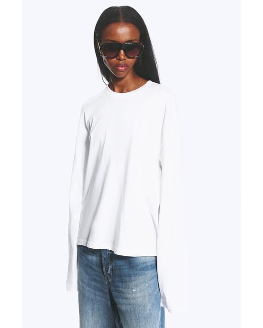 Weekday White Long-Sleeved Boxy Cotton T-Shirt