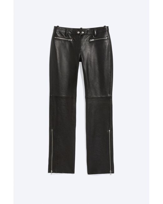 Weekday Blue Bootcut Leather Zip Trousers