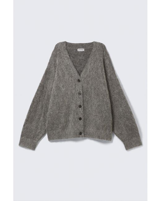Weekday Gray Mohair Blend Cardigan