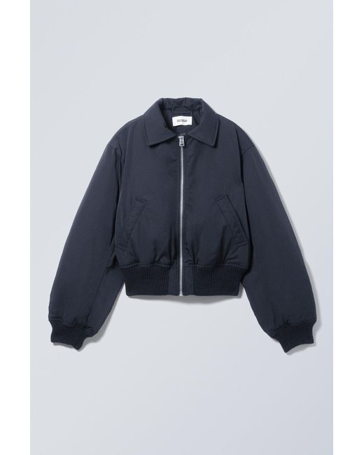 Weekday Blue Padded Bomber Jacket