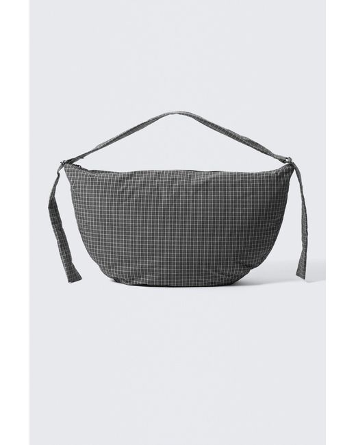 Weekday Gray Slouchy Checkered Cotton Shoulder Bag
