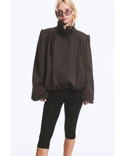 Monki Black Oversized Funnel‑Neck Track Jacket